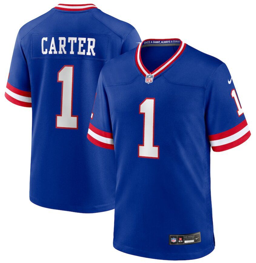 Men New York Giants #1 Abdul Carter blue Nike First Round Pick 2nd Alternate Game Jerseys